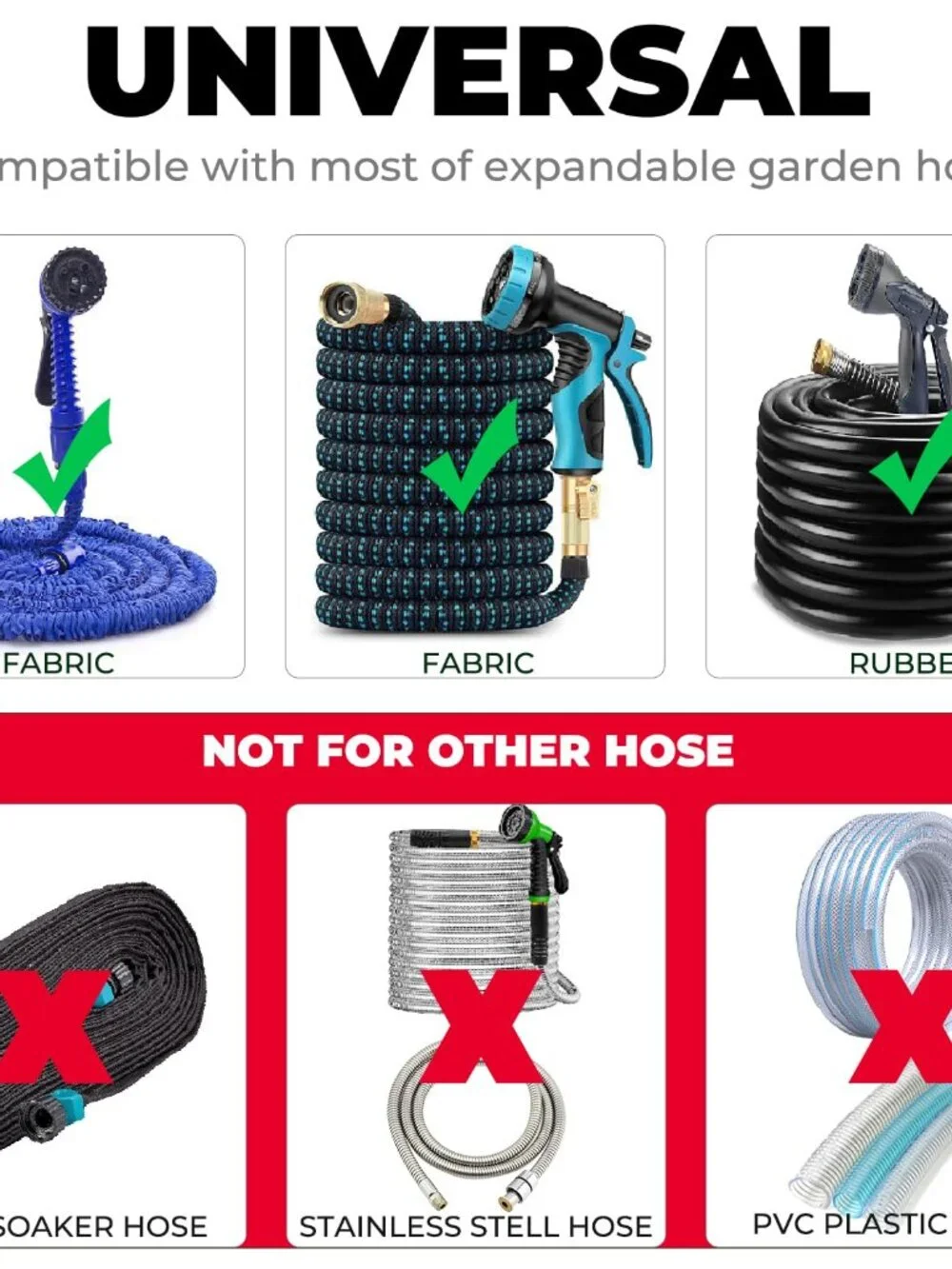 4 Sets Expandable Garden Hose Repair Kit - Universal Dual-Channel Hose Female Ma